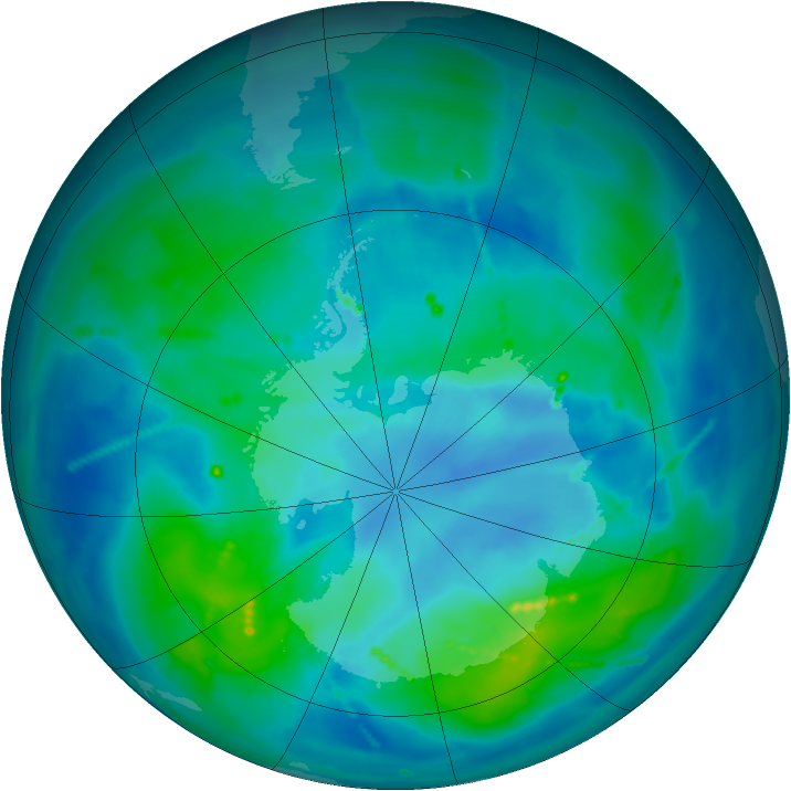 Antarctic ozone map for 19 March 2011
